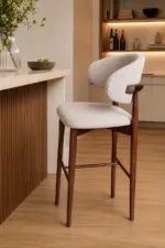 Scaun de bar din lemn Elora Walnut – 75 cm - imagine 5