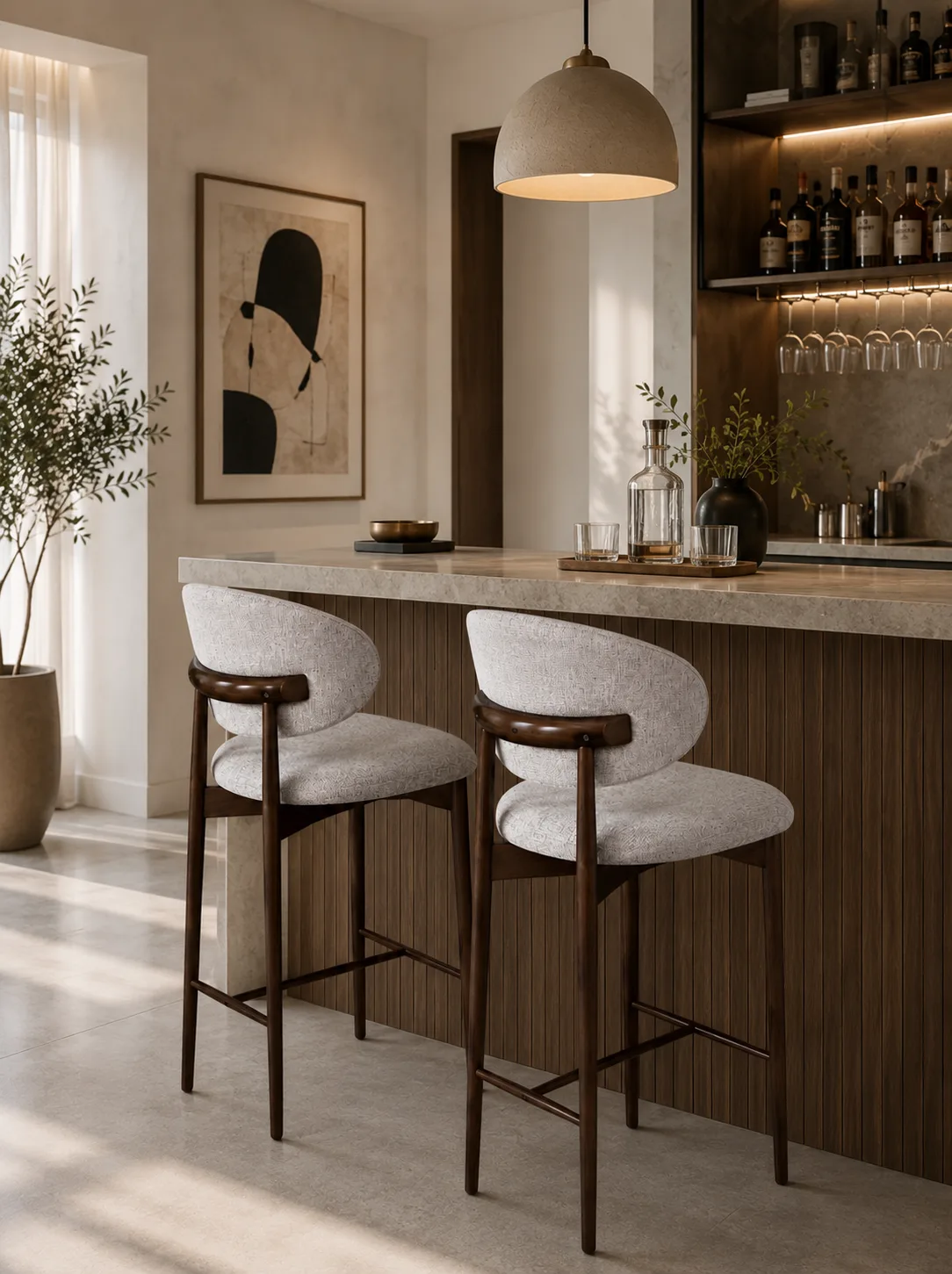 Scaun de bar din lemn Elora Walnut – 75 cm - imagine 8
