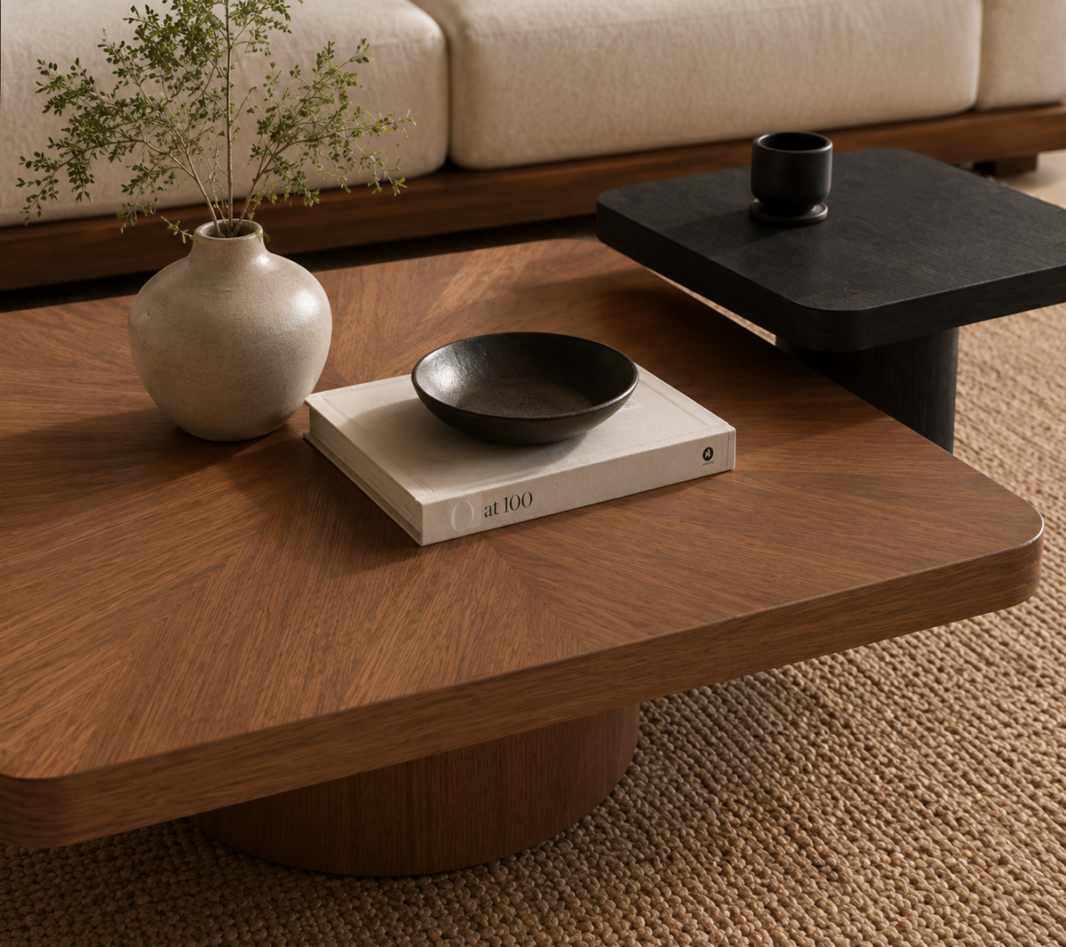 Set măsuțe de cafea Brown&Black diametru 90 cm si 60 cm - imagine 3