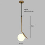 Pendul modern cu glob opac și structură metalică neagră 50x15 cm - imagine 4