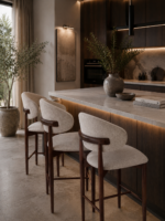 Scaun de bar din lemn Elora Walnut – 75 cm - imagine 2