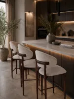 Scaun de bar din lemn Elora Walnut – 75 cm - imagine 3