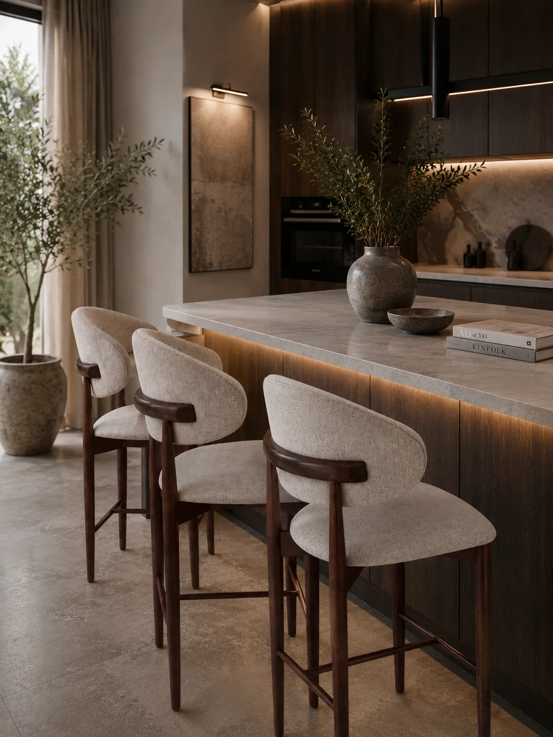 Scaun de bar din lemn Elora Walnut – 75 cm - imagine 3