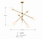 Lustră Orion Gold cu 6 surse de lumina 100 x 39 cm - imagine 4