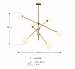 Lustră Orion Gold cu 6 surse de lumina 100 x 39 cm - imagine 4