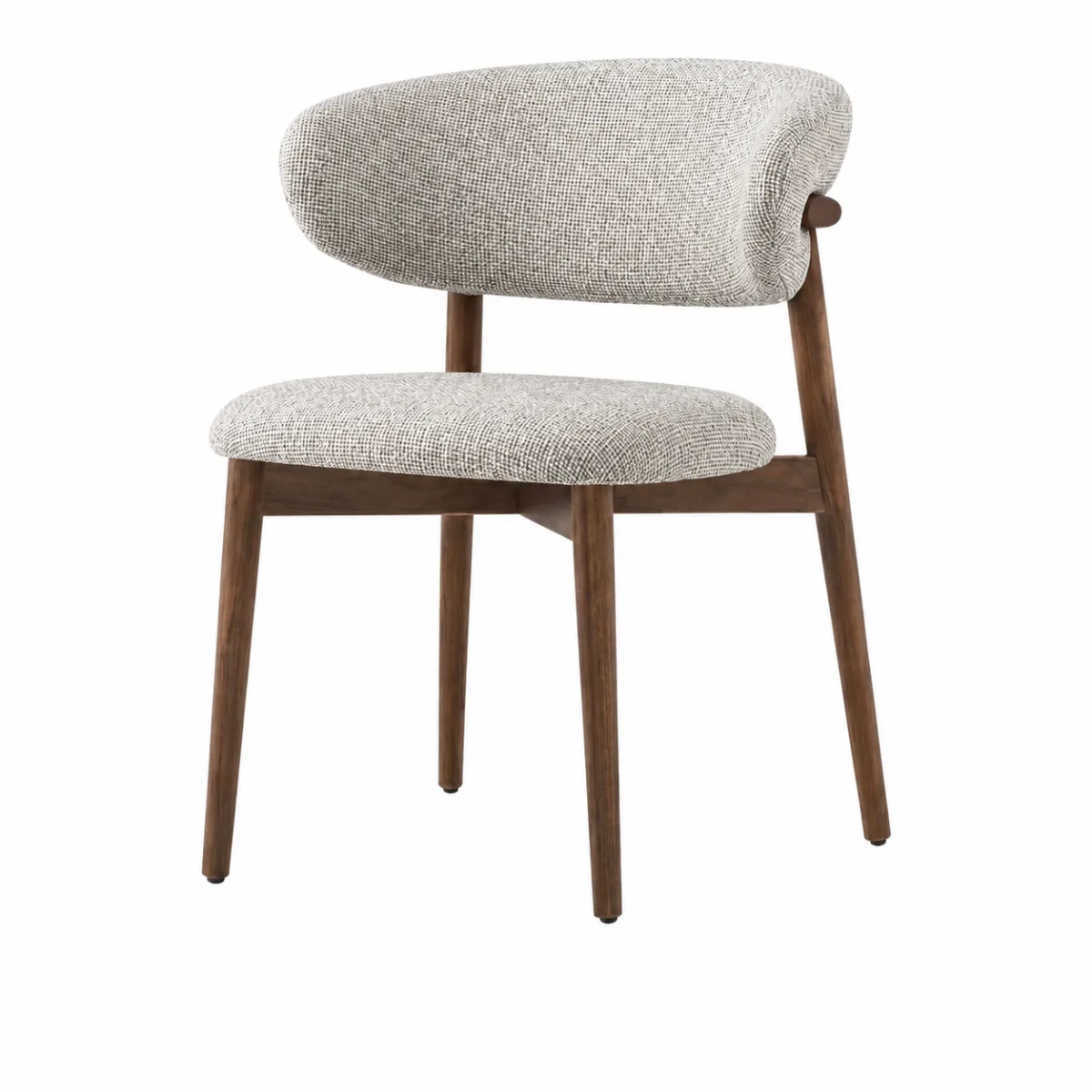 Scaun de dining Elara  – tapițerie Greige-Taupe din in (linen) Walnut - imagine 4