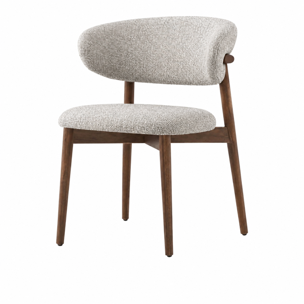 Scaun de dining Elara – tapițerie Greige-Taupe din in (linen) Walnut