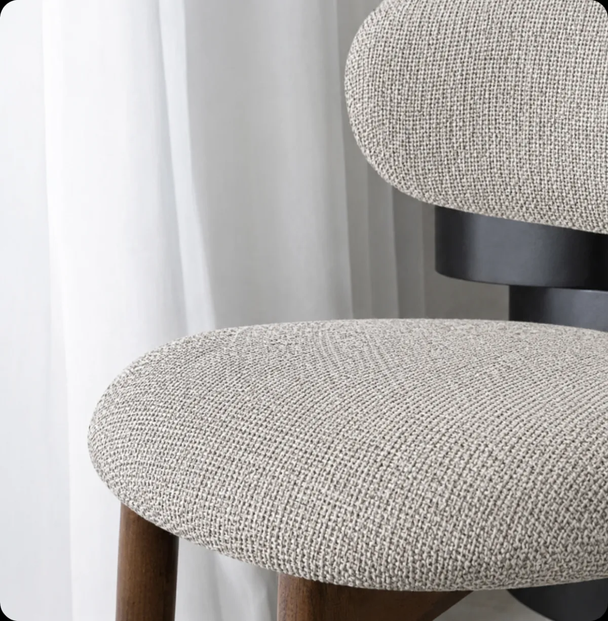 Scaun de dining Elara  – tapițerie Greige-Taupe din in (linen) Walnut - imagine 2